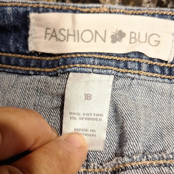 Womens Fashion Bug stretch distressed dungaree skirt size 18 - Picture 3 of 3